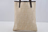 Authentic FENDI Vintage Zucca Hand Tote Bag Purse Canvas Leather Beige 6998I