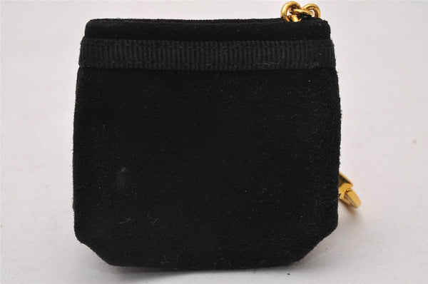 Authentic Salvatore Ferragamo Vara Mini Bag Charm Purse Suede Black SF 6999I