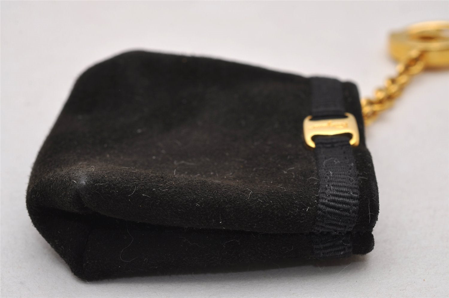 Authentic Salvatore Ferragamo Vara Mini Bag Charm Purse Suede Black SF 6999I