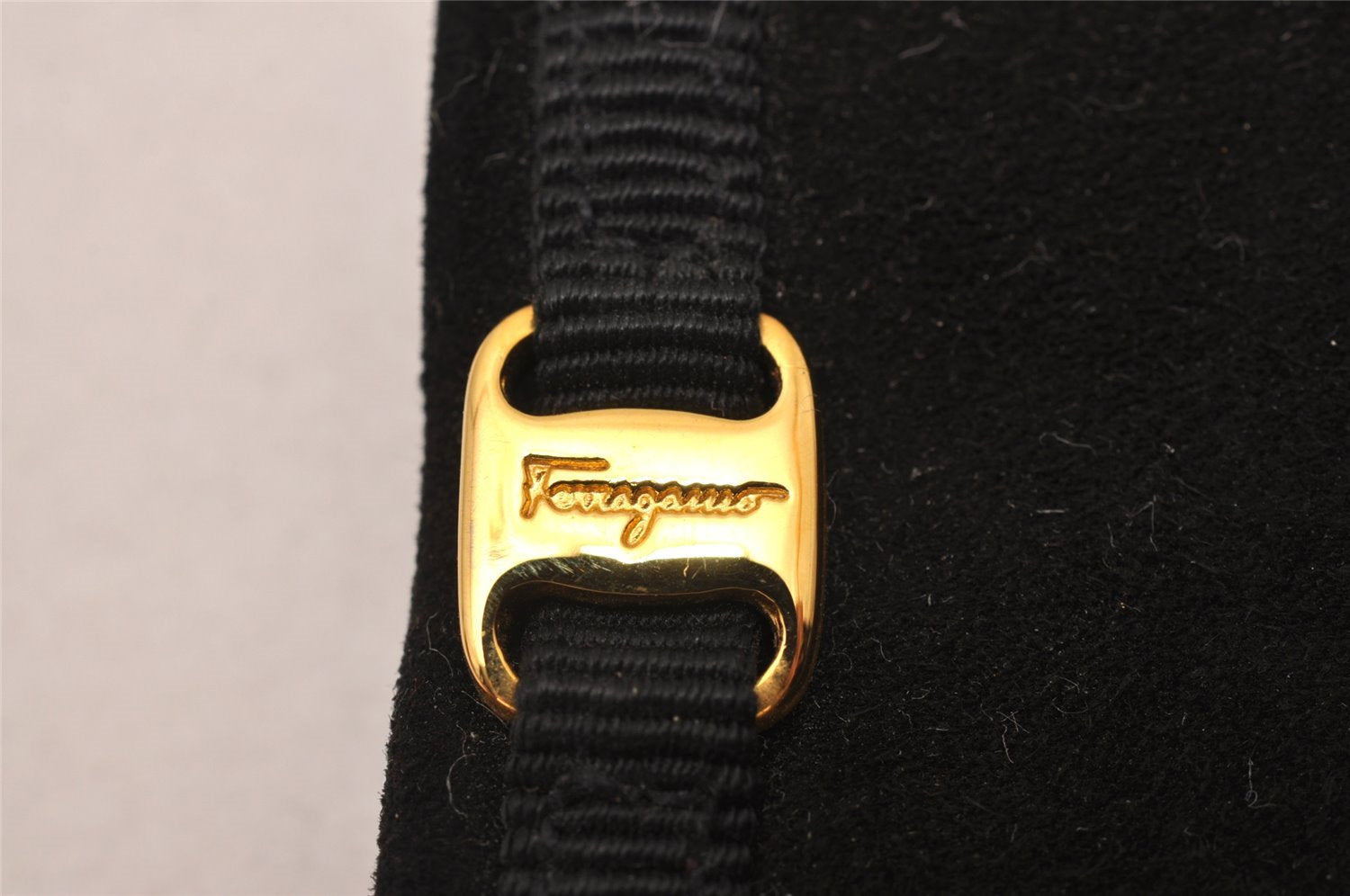 Authentic Salvatore Ferragamo Vara Mini Bag Charm Purse Suede Black SF 6999I