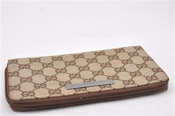 Authentic GUCCI Long Wallet Purse GG Canvas Leather Brown 7004F