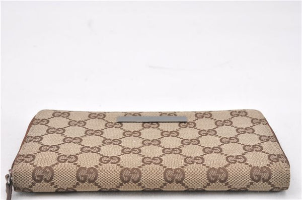 Authentic GUCCI Long Wallet Purse GG Canvas Leather Brown 7004F