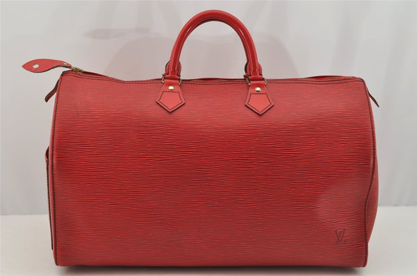 Authentic Louis Vuitton Epi Speedy 40 Hand Boston Bag Red LV 7004I