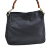 Authentic GUCCI Vintage Bamboo Shoulder Tote Bag Leather Black Junk 7005G