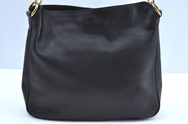 Authentic GUCCI Vintage Bamboo Shoulder Tote Bag Leather Black Junk 7005G