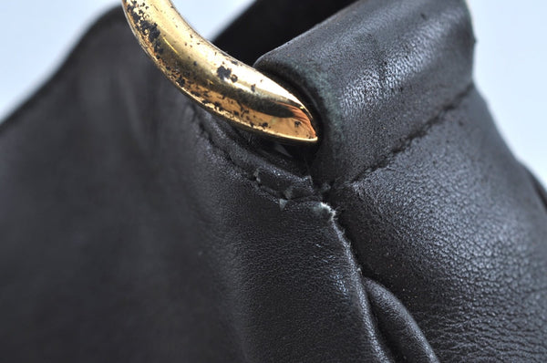 Authentic GUCCI Vintage Bamboo Shoulder Tote Bag Leather Black Junk 7005G