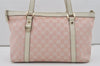 Authentic GUCCI Abbey Shoulder Tote Bag GG Canvas Leather 141470 Pink 7007I