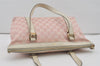 Authentic GUCCI Abbey Shoulder Tote Bag GG Canvas Leather 141470 Pink 7007I