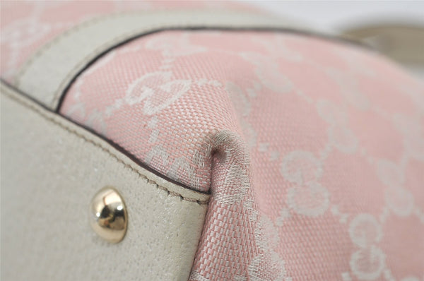 Authentic GUCCI Abbey Shoulder Tote Bag GG Canvas Leather 141470 Pink 7007I