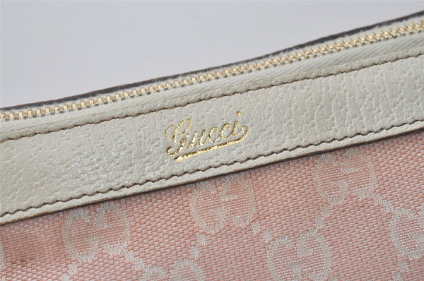 Authentic GUCCI Abbey Shoulder Tote Bag GG Canvas Leather 141470 Pink 7007I