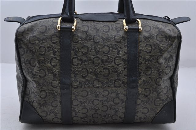 Authentic CELINE C Macadam Blason Pattern Hand Boston Bag PVC Leather Blue 7010C