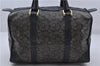 Authentic CELINE C Macadam Blason Pattern Hand Boston Bag PVC Leather Blue 7010C