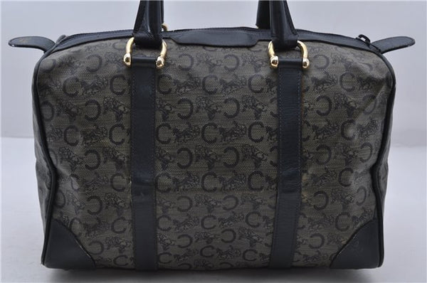 Authentic CELINE C Macadam Blason Pattern Hand Boston Bag PVC Leather Blue 7010C