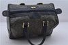 Authentic CELINE C Macadam Blason Pattern Hand Boston Bag PVC Leather Blue 7010C