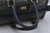 Authentic CELINE C Macadam Blason Pattern Hand Boston Bag PVC Leather Blue 7010C