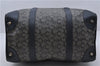 Authentic CELINE C Macadam Blason Pattern Hand Boston Bag PVC Leather Blue 7010C