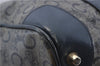 Authentic CELINE C Macadam Blason Pattern Hand Boston Bag PVC Leather Blue 7010C