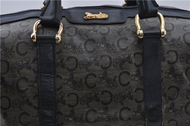 Authentic CELINE C Macadam Blason Pattern Hand Boston Bag PVC Leather Blue 7010C