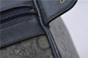 Authentic CELINE C Macadam Blason Pattern Hand Boston Bag PVC Leather Blue 7010C