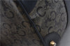 Authentic CELINE C Macadam Blason Pattern Hand Boston Bag PVC Leather Blue 7010C