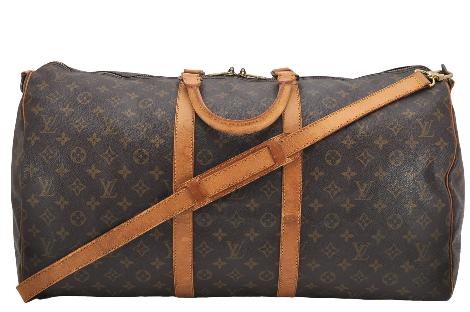 Auth Louis Vuitton Monogram Keepall Bandouliere 55 Boston Bag M41414 LV 7012D