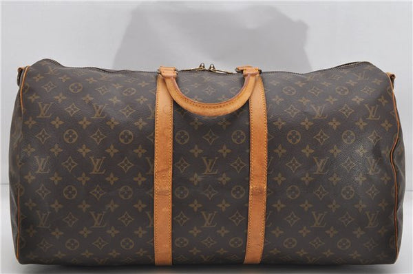 Auth Louis Vuitton Monogram Keepall Bandouliere 55 Boston Bag M41414 LV 7012D