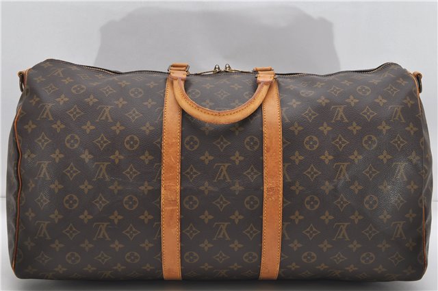 Auth Louis Vuitton Monogram Keepall Bandouliere 55 Boston Bag M41414 LV 7012D