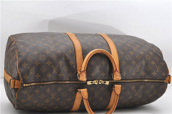 Auth Louis Vuitton Monogram Keepall Bandouliere 55 Boston Bag M41414 LV 7012D