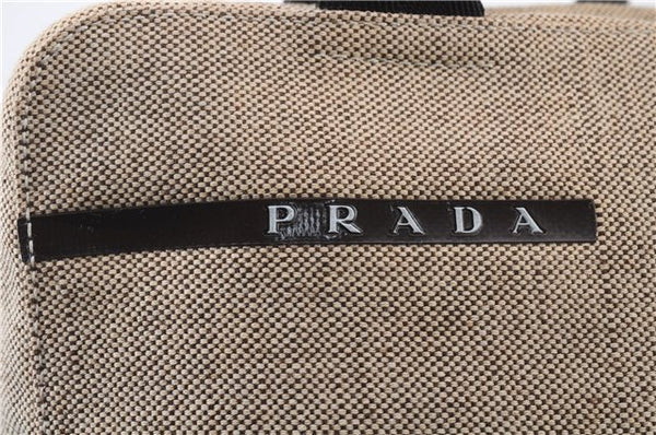 Authentic PRADA Sports Canapa Canvas Leather Hand Bag Purse B8798 Brown 7014C