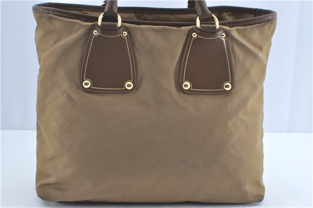 Authentic PRADA Nylon Tessuto Leather 2Way Shoulder Tote Bag Khaki Green 7016B