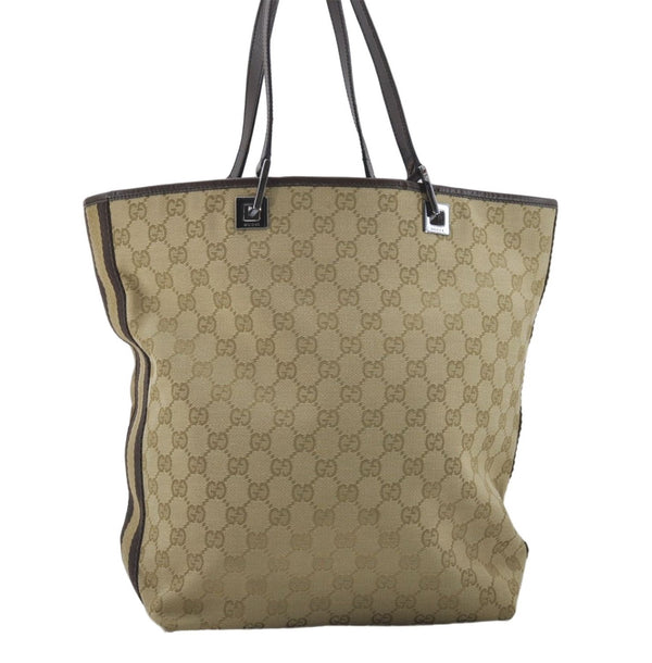 Auth GUCCI Sherry Line Shoulder Tote Bag GG Canvas Leather 31243 Beige 7016D