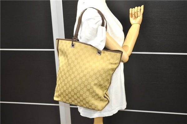 Auth GUCCI Sherry Line Shoulder Tote Bag GG Canvas Leather 31243 Beige 7016D