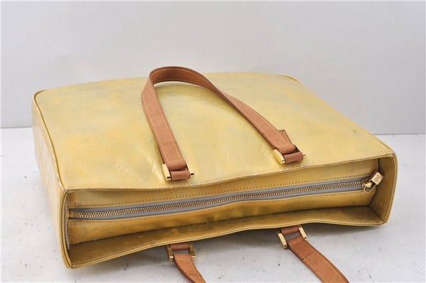 Authentic LOUIS VUITTON Vernis Columbus Shoulder Tote Bag Yellow M91028 LV 7017C