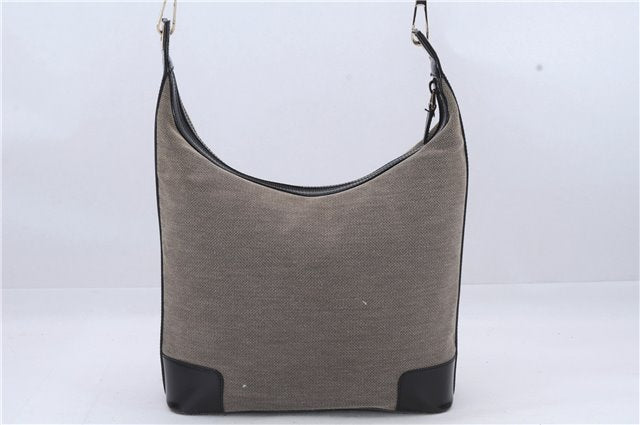 Authentic GUCCI Shoulder Hand Bag Canvas Leather 0014204 Gray Black 7017D