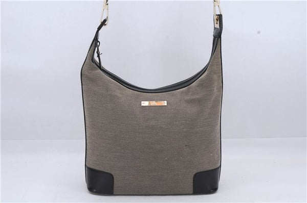Authentic GUCCI Shoulder Hand Bag Canvas Leather 0014204 Gray Black 7017D