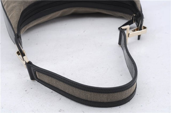 Authentic GUCCI Shoulder Hand Bag Canvas Leather 0014204 Gray Black 7017D