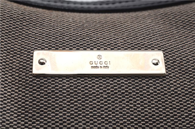 Authentic GUCCI Shoulder Hand Bag Canvas Leather 0014204 Gray Black 7017D