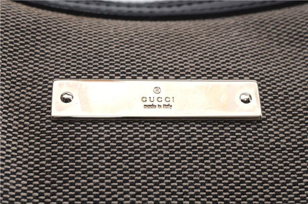 Authentic GUCCI Shoulder Hand Bag Canvas Leather 0014204 Gray Black 7017D