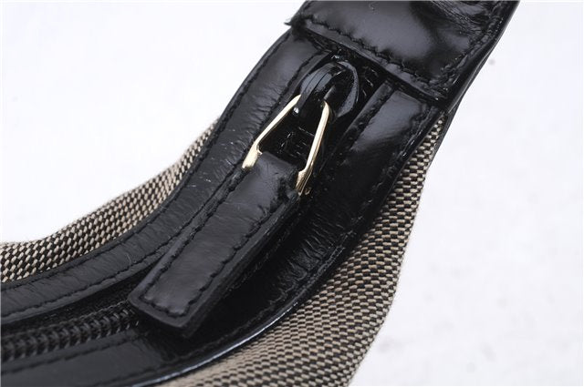 Authentic GUCCI Shoulder Hand Bag Canvas Leather 0014204 Gray Black 7017D