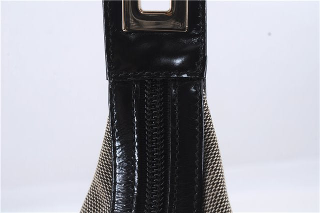 Authentic GUCCI Shoulder Hand Bag Canvas Leather 0014204 Gray Black 7017D