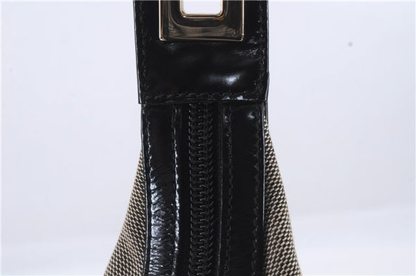 Authentic GUCCI Shoulder Hand Bag Canvas Leather 0014204 Gray Black 7017D