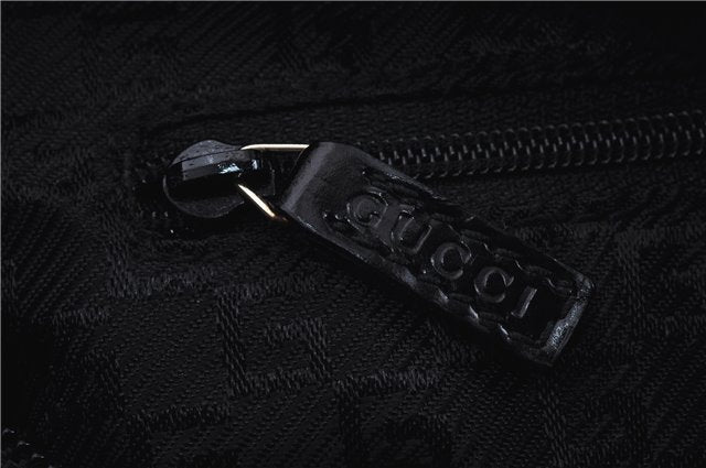 Authentic GUCCI Shoulder Hand Bag Canvas Leather 0014204 Gray Black 7017D