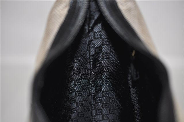 Authentic GUCCI Shoulder Hand Bag Canvas Leather 0014204 Gray Black 7017D