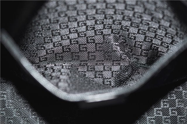 Authentic GUCCI Shoulder Hand Bag Canvas Leather 0014204 Gray Black 7017D