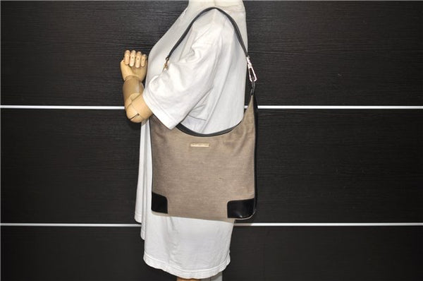 Authentic GUCCI Shoulder Hand Bag Canvas Leather 0014204 Gray Black 7017D