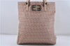 Authentic FENDI Zucchino Shoulder Hand Bag Canvas Leather Pink Beige 7021D