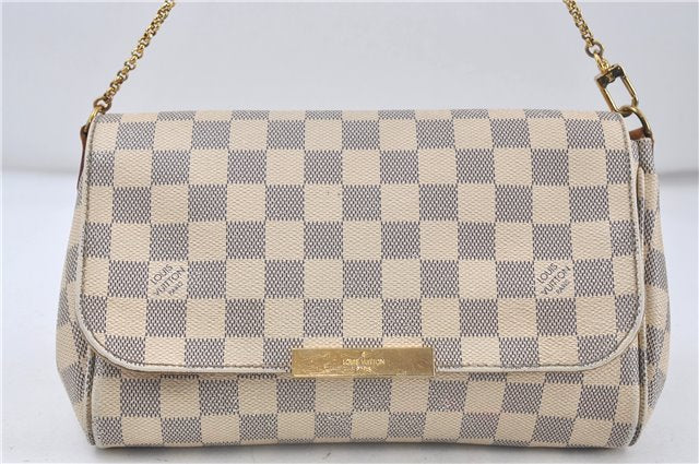 Auth Louis Vuitton Damier Azur Favorite MM Shoulder Clutch Bag N41275 LV 7022D