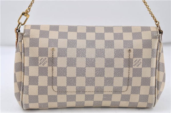 Auth Louis Vuitton Damier Azur Favorite MM Shoulder Clutch Bag N41275 LV 7022D