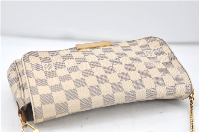 Auth Louis Vuitton Damier Azur Favorite MM Shoulder Clutch Bag N41275 LV 7022D