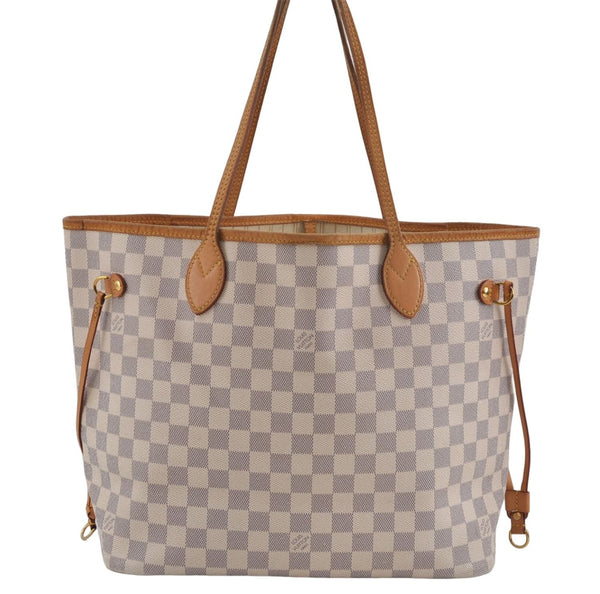 Authentic Louis Vuitton Damier Azur Neverfull MM Tote Bag N51107 LV 7023D